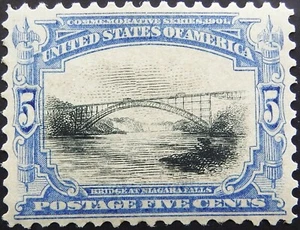 US Stamp Scott 297 1901 A112 5c ultramarine and black 'Bridge Niagara' MNH   - Picture 1 of 2