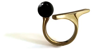 Anillo Cerámica Dorado Y Negro - Imagen 1 de 1