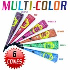 Golecha Henna Mehandi Temporary Tattoo - Multicolor - 6 Cones
