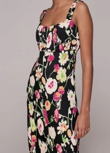 Whistles Black Floral Midi Dress, Size: XS - Picture 1 of 7