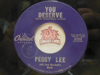 Peggy Lee – You Deserve / Where Do I Go From Here, 45 RPM VG+ (UC) Foto 1 de 2