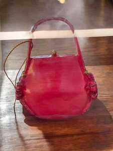 Miniature Red Handbag Ornament The Met Hot Pink Bows Purse Replica - Picture 1 of 9
