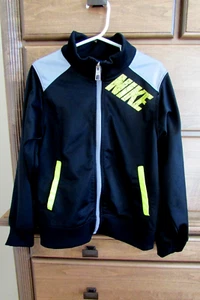 NIKE black neon yellow full zip front track jacket sz 7-nwot - Picture 1 of 7