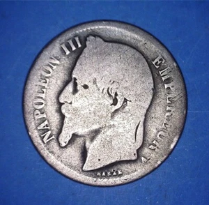SCRAP JUNK SILVER FRANCE 1866-A ONE FRANC PARIS MINT - 23 mm SIZE - *47429952 ๐ - Picture 1 of 2