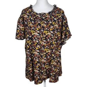 Time and Tru Short Sleeve Cotton Floral Top NWT Size XXXL Plus Size Blouse - Picture 1 of 11