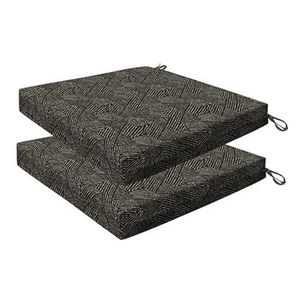  Essentials Outdoor Square Seat Cushions, 19" x 19" Patio Chair Zaire Black - Picture 1 of 7