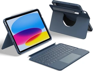 HOU Keyboard Case for iPad A16 11/10, Rotatable & Detachable, Adjustable Stand, - Picture 1 of 9
