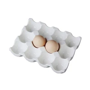 12 Cups Egg Holder for Fridge,Egg Tray Holder,Pretty Ceramic Egg Plate,7.5X5.... - Picture 1 of 8