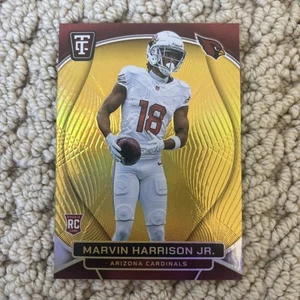 2024 Panini Totalmente Certificato Marvin Harrison Jr Gold Prizm Rookie /10 Arizona - Foto 1 di 2