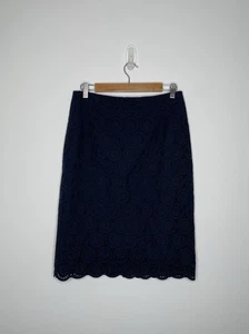 Vintage 90s Jigsaw Broderie Cotton Straight Skirt Knee Length US 6 UK 10 - Picture 1 of 6