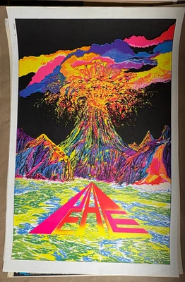 PEACE VOLCANO VINTAGE 1970 BLACKLIGHT HEADSHOP POSTER By SUNSET MARKETING - Image 1 of 4