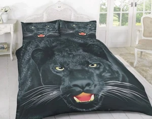 3D Black Tiger Print Duvet Cover Set Pillowcase Diffrent Size Single Double King - Picture 1 of 4