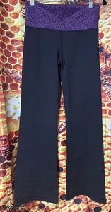 Lululemon Women's 8 pants flare inseam 33'' nylon elastane lycra black purple - Picture 1 of 4