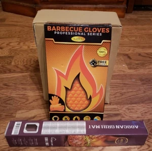 Lot of 2 Arres Barbeque Gloves-Professional Series / AOOCAN GRILL MAT HEAVY DUTY - Picture 1 of 12