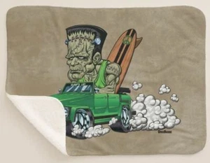 Digirods Frankenstein Monster Surf's Up Thing Car Sherpa Fleece Throw Blanket - Picture 1 of 6