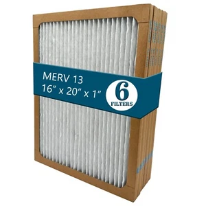 Furnace AC Air Filter MERV 13, 16" x 20" x 1" (Pack of 6) - Picture 1 of 6