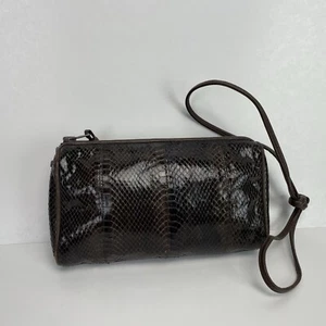 Magid Evening Bag Clutch Faux Exotic Snakeskin Shoulder Handbag Purse Brown Vtg - Picture 1 of 8