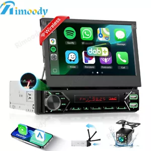 DAB+ 7" 1 DIN Motorised flip Autoradio mit carplay Androidauto USB BT MP5 +Kam - Bild 1 von 24