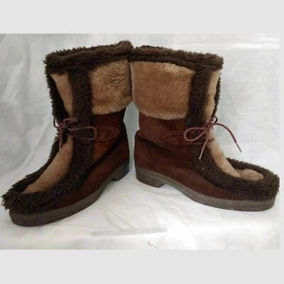 Botas de invierno vintage de cuero marrón Yodelers talla 5 Foto 1 de 4