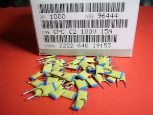 [100pcs] 15nF 100V -20+50% 2E2 THT CERAMIC CAPACITORS PHILIPS - Picture 1 of 2