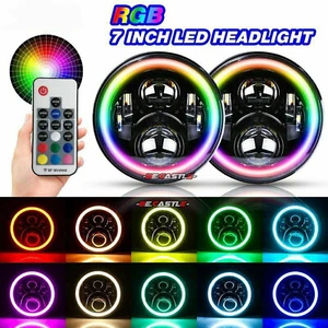 Kit combo de 2 piezas de faros LED de 7"" para Jeep Wrangler JK TJ LJ Halo RGB - Imagen 1 de 10