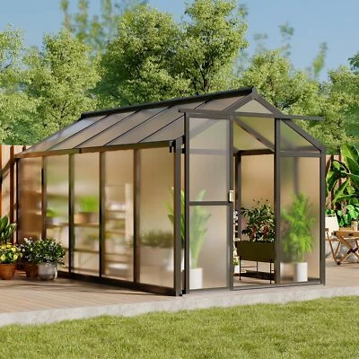 6x10 FT Polycarbonate Greenhouse Kit Outdoor Aluminum Frame w/Roof Planter House - Image 1 of 4