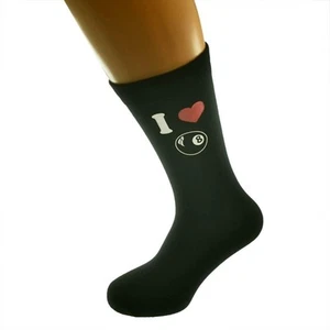 Calcetines de algodón negros para hombre I Love Pool 8 bolas con imagen impresa en - Imagen 1 de 1