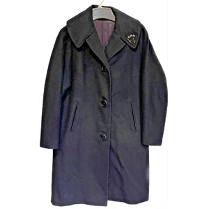 Wool Coat Midi Length Size M/L Vintage 50s Fashionbilt Black  - Foto 1 di 10
