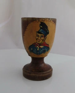 VINTAGE TREEN WOODEN / WOOD EGG CUP - PAINTED SOUVENIR - COULD BE USED FOR DICE - Picture 1 of 12