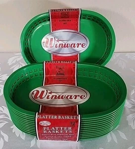 24 Stck. BRANDNEU Winware Fast Food Bratkorb Oval Restaurant Servierplatte Grün - Bild 1 von 4