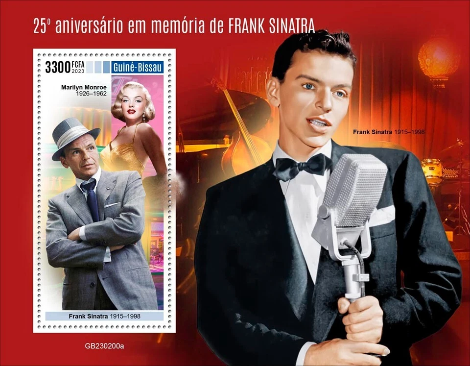 Estampillas Frank Sinatra Marilyn Monroe MNH 2023 Guinea-Bissau S/S Foto 1 de 1