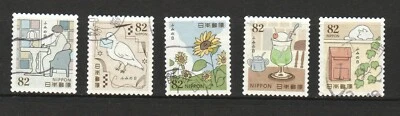 JAPAN 2019 LETTER WRITING DAY 82 YEN COMP. SET OF 5 STAMPS FINE USED CONDITION  - Image 1 of 4