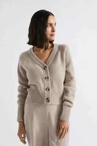 SEED Heritage Oatmeal 100% Merino Wool Cardigan - Size S - Picture 1 of 7