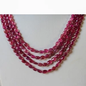 188 Cts. Natural Pink Tourmaline Fine Smooth Beads Necklace Size=16" Approx. - Picture 1 of 8