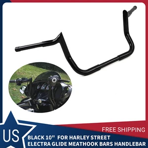 10" Meathook Ape Hanger 1-1/4" Handlebar For Harley Touring Street Glide Electra - Picture 1 of 12