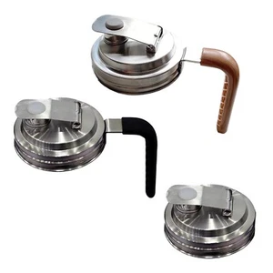 Stainless Steel Wide Mouth Mason Jar Pour Spout Lid with Handle Leak-proof - Picture 1 of 21
