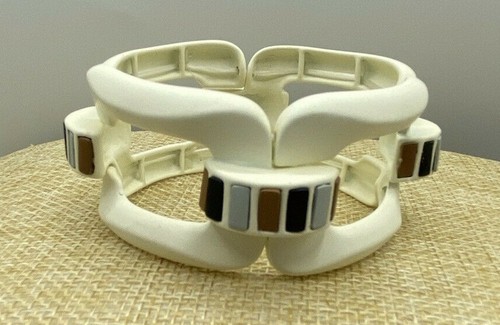 OFF WHITE Bracciale largo elastico multicolore bianco sporco