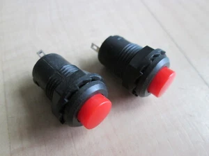 Lot (2) Red Push Button Switch 1/2" On-Off Latching 3A 125VAC 0.3A 12VDC #E35BB - Picture 1 of 7