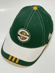Vintage Seattle Supersonics Hat Cap NBA Adidas Flex Fit Green White - Picture 1 of 8
