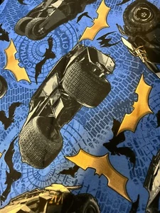 FABRIC Batman Batmobile on Blue DC Comics Cotton Crafts Quilting Sew BTHY - Picture 1 of 4