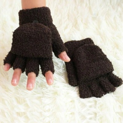Unisex Men Women Half-Fingers Glove Winter Coral Fleece FingerlessGloveMittenm Foto 1 de 4