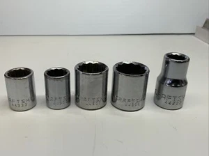 Craftsman 5pc Socket Lot - 3/8 - 1/2, 12mm, 17mm, 19mm; 1/2 - 11mm, 12pt, "EE" - Picture 1 of 5