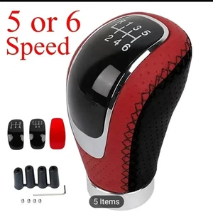 Universal Auto Schaltknüppel Leder Schaltknauf Hebel 5 6 Gang 3 Kappe - Bild 1 von 5