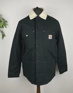 Carhartt WIP Fairmount Faux Shearling Lined CANVAS Chore Jacket Size Small - Picture 1 of 8