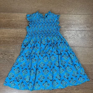 French Connection Girls Cotton Smocked Teal Floral Dress Size 10-12 - Picture 1 of 11