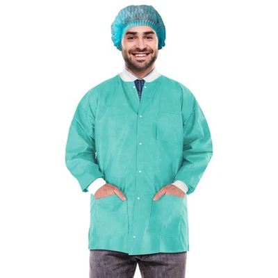 Disposable Lab Jacket, 29 Long Sky Blue Small - Pack of 100, SMS 50 gsm - Image 1 of 4