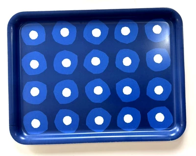 New Ikea PILLERSTARR Tray 15x11" Blue/White Dotted Dot Pattern - Image 1 of 4