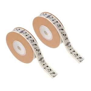  2 Rolls Music Note Ribbon: 10m Music Note Cotton Ribbon For Party And Festival - Picture 1 of 12