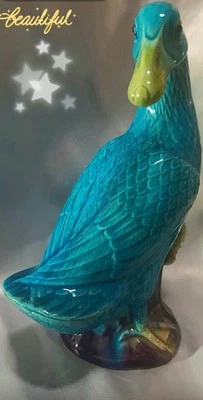 Raro pato chino antiguo de porcelana azul del siglo XVIII   Foto 1 de 4