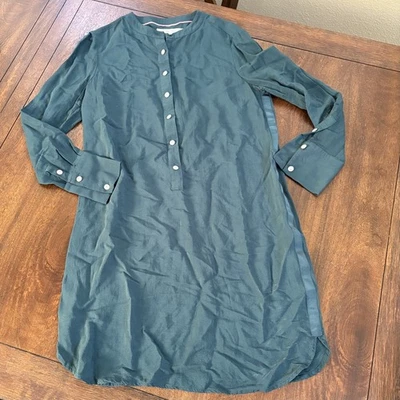 Vestido Boden Shift Vaina LS Mujer 6 R Cazador Verde Henley Botones Cinta Satinada Foto 1 de 4